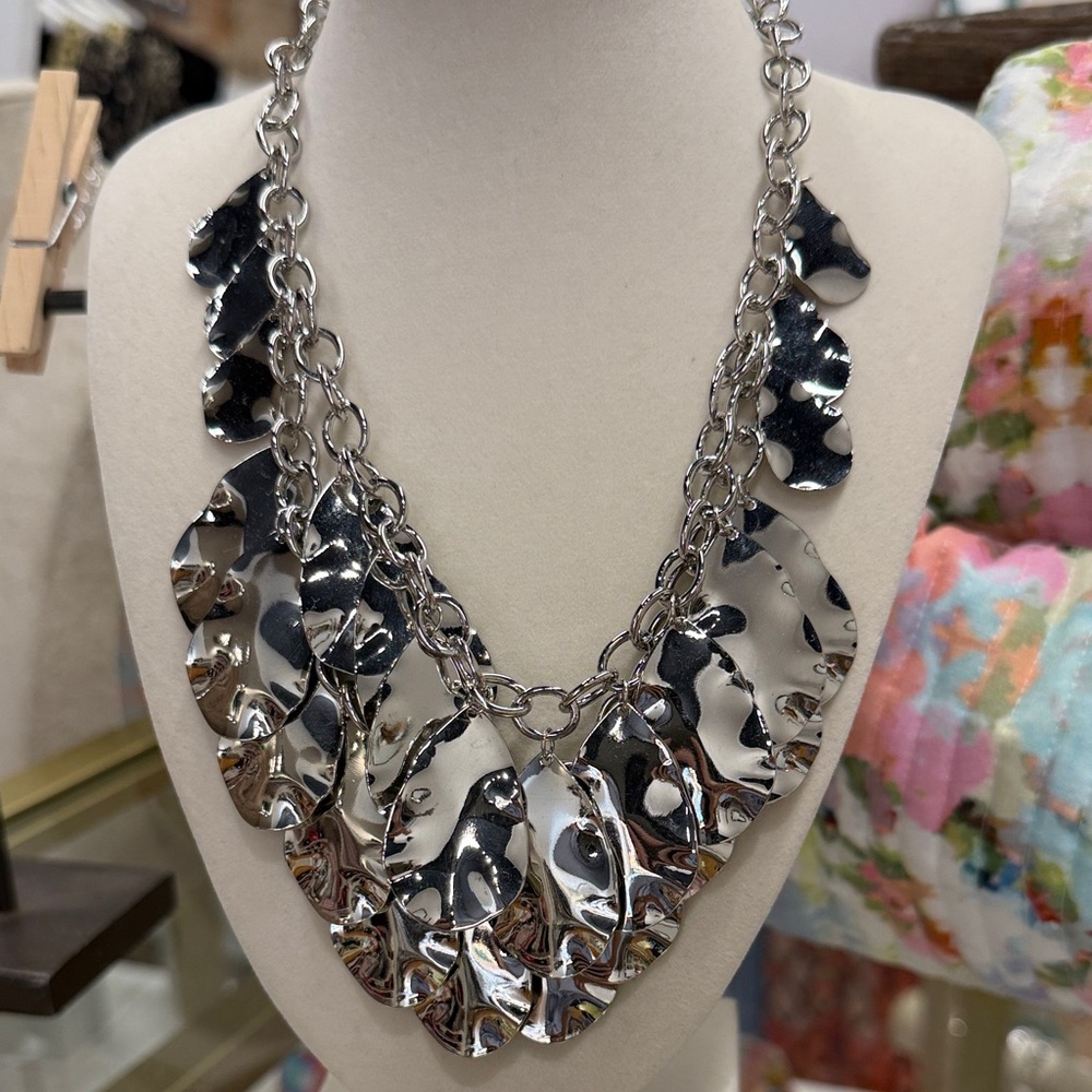 Trendy Boutique Silver Statement Necklace